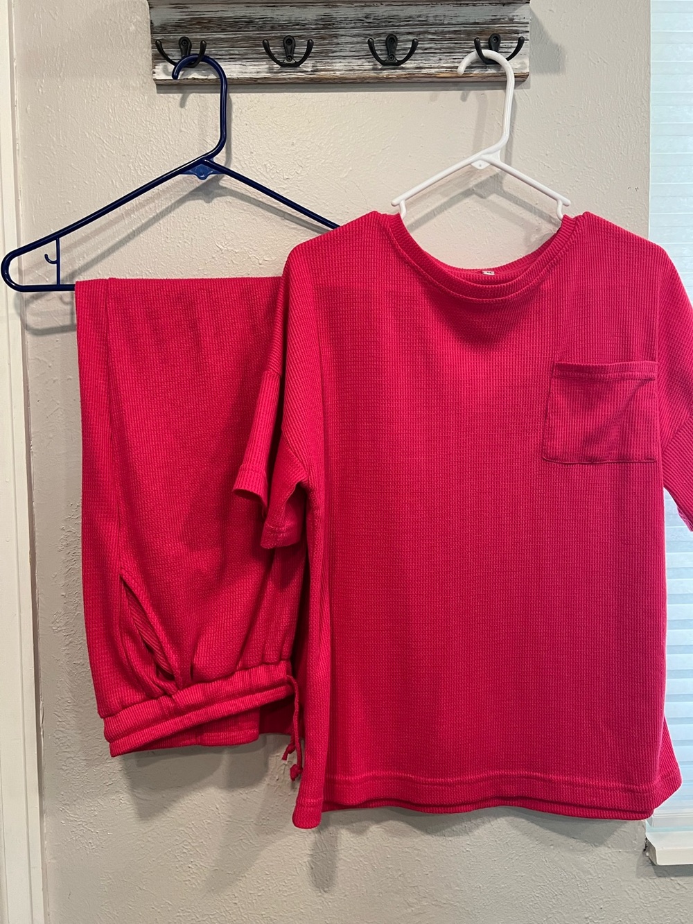 Pink Waffle Knit Lounge Set